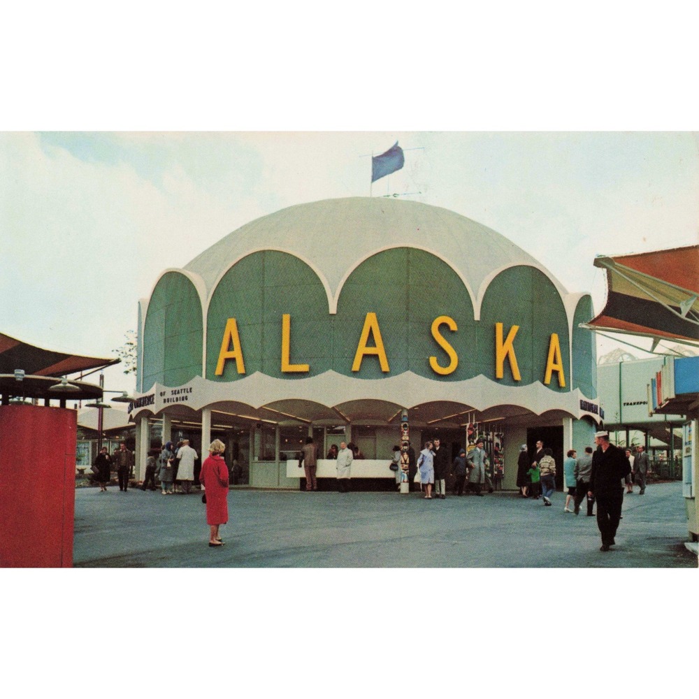 Seattle World's Fair 1962 Alaska Exhibit Pavilion Postcard Century 21 Exposition - Picture 1 of 2